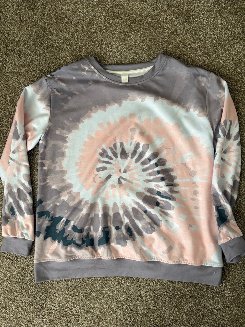 Women's Tie-Dye Crewneck Sweatshirt - Pastel Pink & Gray